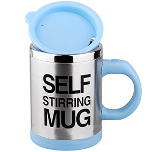 VAlinks(TM) Updated Version Premium Leakproof Self Stirring Coffee Mug - Electric Stainless Steel Automatic Self Mixing Cup Travel Mug 401-500mL Auto Mixing Tea Coffee Cup with Agitating Vane (Blue)