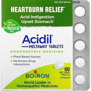 Boiron, Acidil, Acid Indigestion, Unflavored, 60 Meltaway Tablets