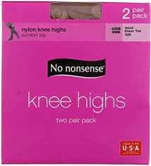 No Nonsense Women's Base Knee Highs 2 Pair Pack Nude One Size