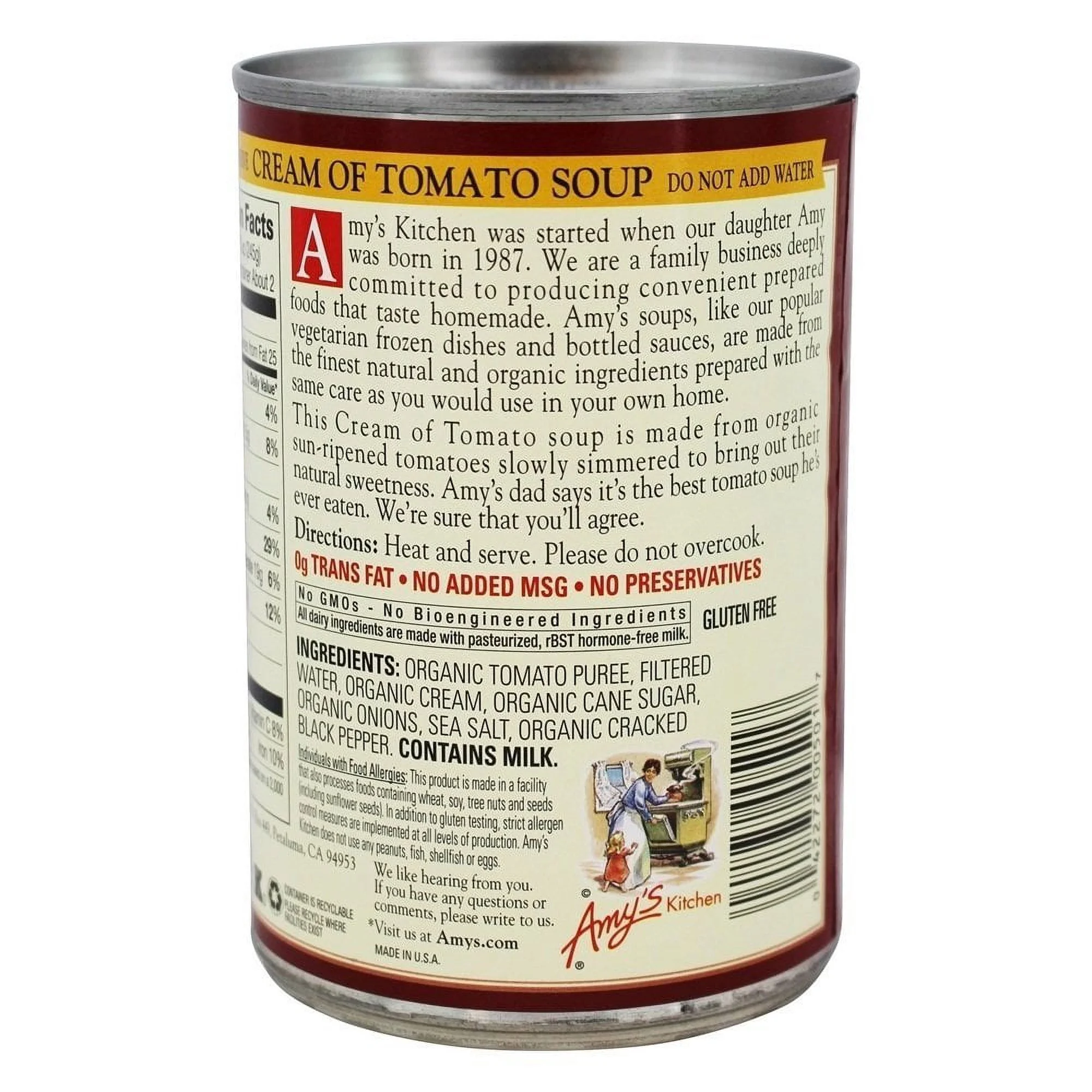 Amy's Organic Low Fat Cream of Tomato Soup 14.5oz - Image 2