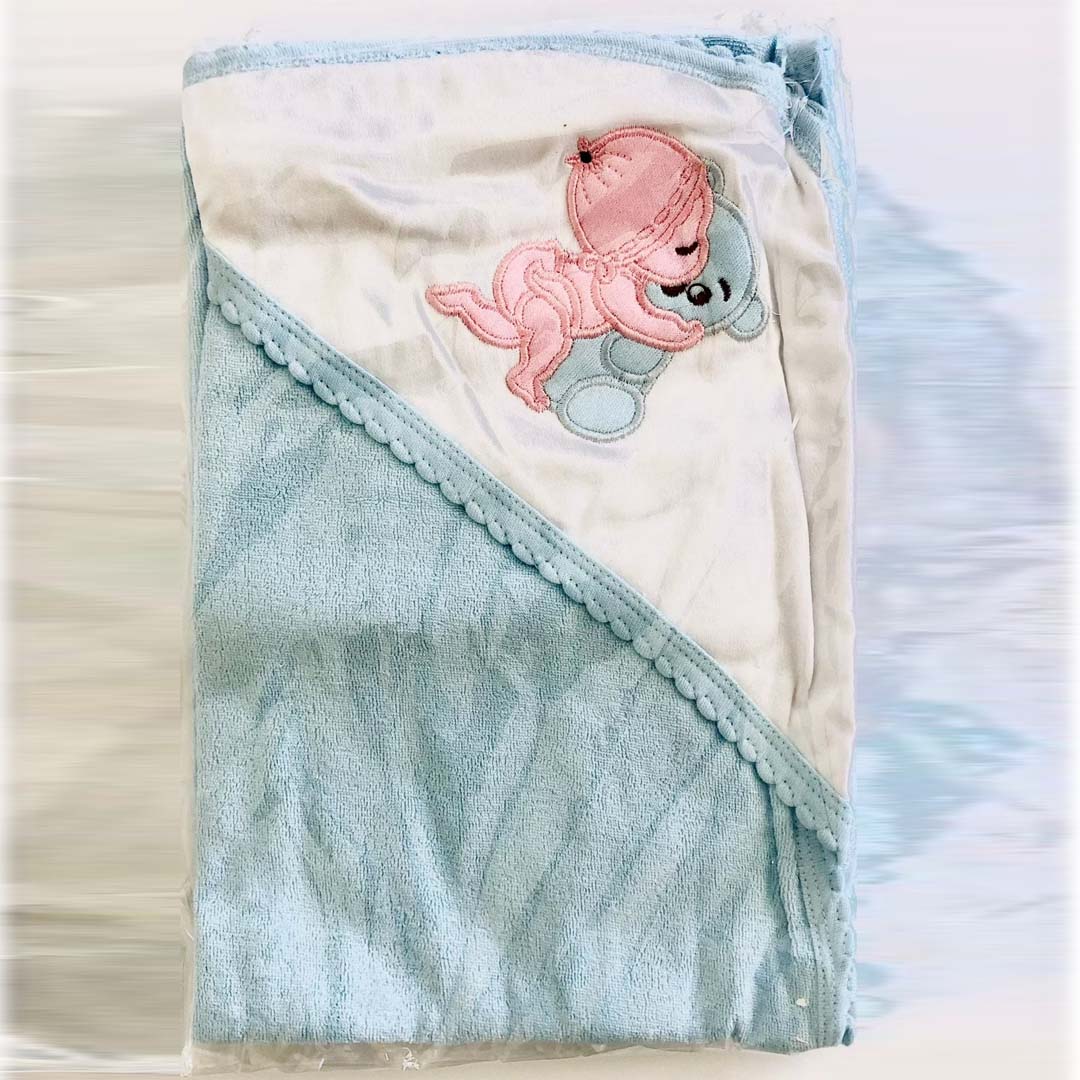 Best online shopping sites in usa - Pekks Hooded Baby Cotton Towel for Newborns Infants & Toddlers - Blue Plain_1