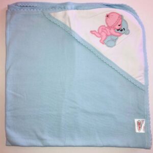 Best online shopping sites in usa - Pekks Hooded Baby Cotton Towel for Newborns Infants & Toddlers - Blue Plain_3