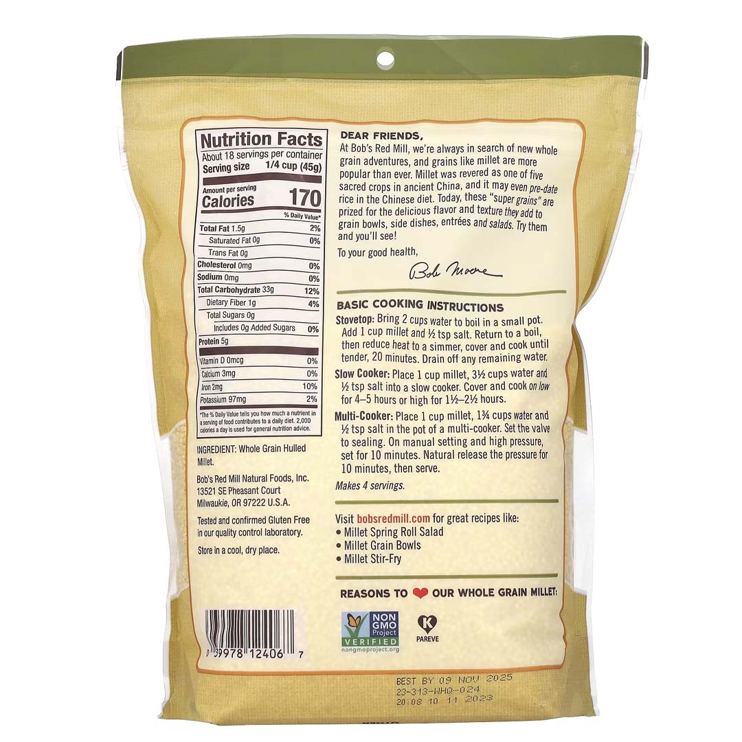Bob's Red Mill, Millet, Whole Grain, Gluten Free, 28 oz (794 g) - Image 2