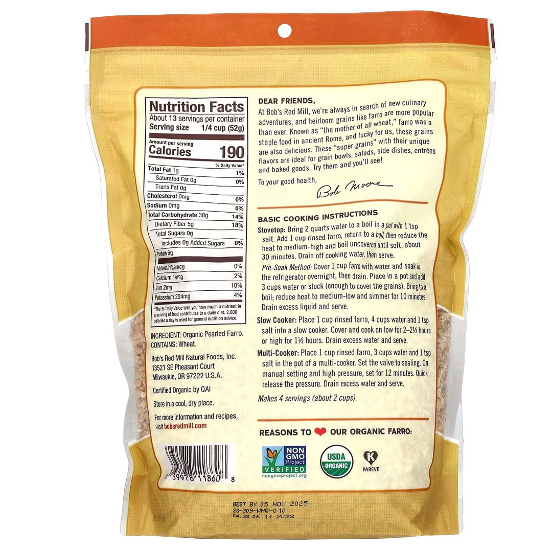 Bob's Red Mill, Organic Farro, 24 oz (680 g) - Image 3