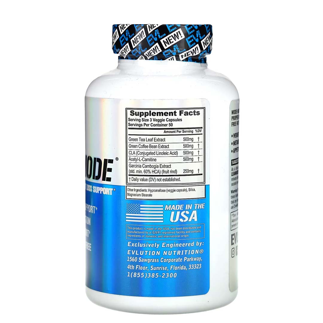 EVLution Nutrition, LeanMode, Stimulant Free Weight Loss Support, 150 Veggie Capsules - Image 2
