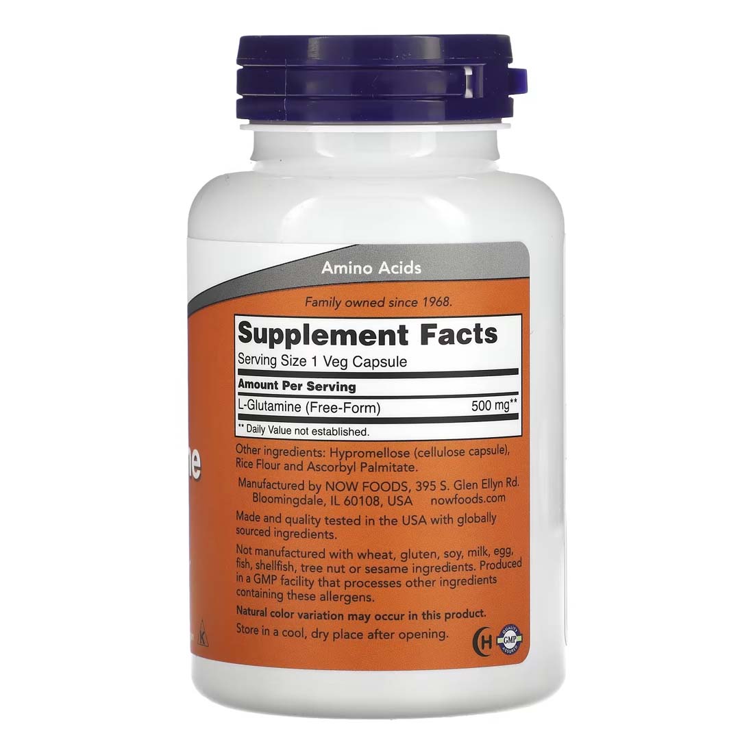 NOW Foods, L-Glutamine, 500 mg, 120 Veg Capsules - Image 2