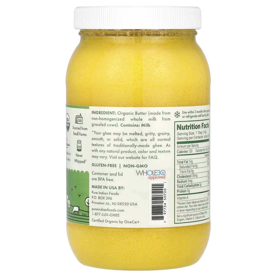 Best online shopping sites in usa - Pure Indian Foods, Organic Artisanal Clarified Butter, Original Ghee, 15 oz (425 g) - Image 2