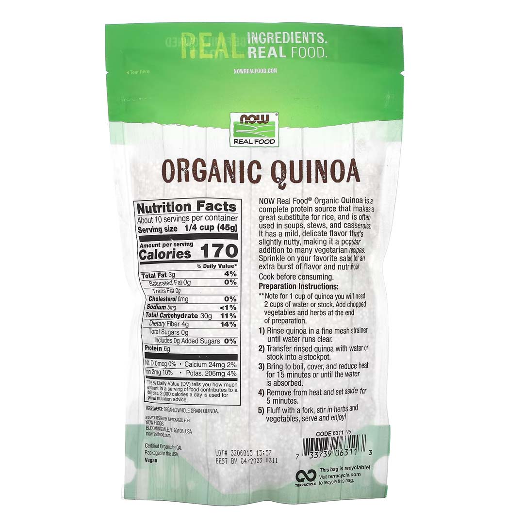 NOW Foods, Organic Quinoa, Whole Grain, 16 oz (454 g) - Image 3