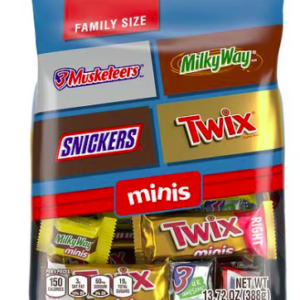 Mars Fun Size Variety Pack Minis Size Candy Bars 3 Musketeers, Milky Ways, Snickers, Twix, 13.72 oz