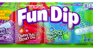 Fun Dip 3 Flavor Dip Pouch, Grape, Cherry, & Sour Apple, 1.4 oz(pack2)