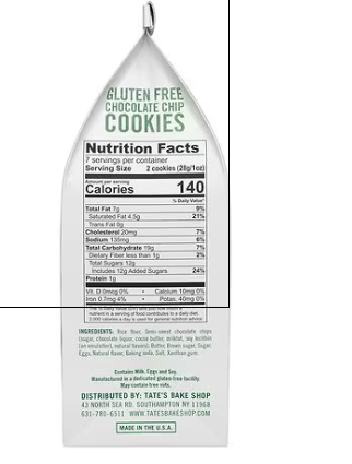 Best online shopping sites in usa - Tate's Bake Shop Cookies Gluten Free Chocolate Chip, 7.0 oz(pack2) - Image 4