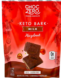 ChocZero, Keto Bark, Milk Chocolate, Hazelnut, 15 Mini Bars, 6 oz (170 g)