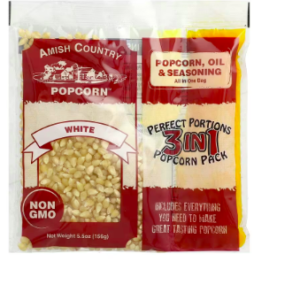 Amish Country Popcorn, Perfect Portions 3 in 1 Popcorn Pack, White, 5.5 oz (156 g)