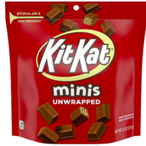 KIT KAT Minis Unwrapped, Wafer Candy Bar, Resealable Pouch Milk Chocolate, 7.6 oz