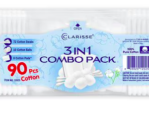 Clarisse Cotton Swabs, Balls and Pads 3 in 1, 90.0 ea