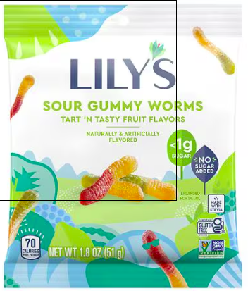 Best online shopping sites in usa - Lily's No Sugar Added, Sour Gummy Worms, Bag Assorted Fruit, 1.8 oz