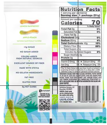 Best online shopping sites in usa - Lily's No Sugar Added, Sour Gummy Worms, Bag Assorted Fruit, 1.8 oz - Image 2
