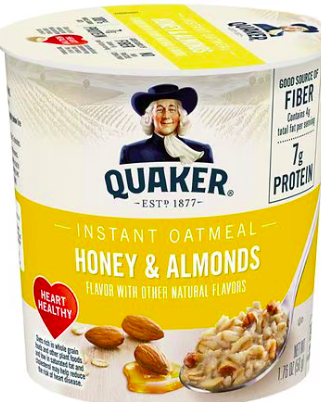 Best online shopping sites in usa - Quaker Oats Instant Oatmeal Cup, Honey & Almonds, 1.76 oz