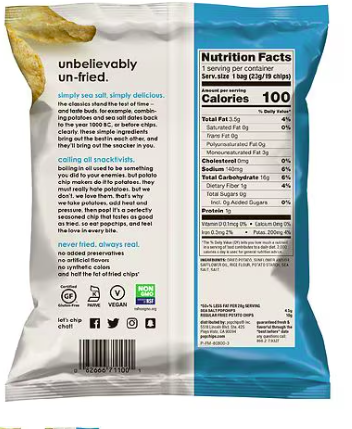 Best online shopping sites in usa - Popchips Sea Salt Potato (Actual Item May Vary), 0.8 oz(pack2) - Image 2