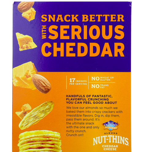 Best online shopping sites in usa - Blue Diamond Nut Thins Cheddar Cheese--1 Box-4.25 Oz - Image 2