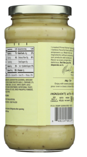 Best online shopping sites in usa - Primal Kitchen Creamy Cashew Alfredo Sauce Jar-16 oz - Image 2