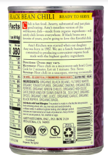 Best online shopping sites in usa - Amy's, Organic Chili, Black Bean, Medium, Low Fat, 14.7 oz (416 g) - Image 3