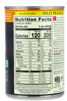 Best online shopping sites in usa - Amy's, Organic Soups, Split Pea, Light in Sodium, 14.1 oz (400 g) - Image 2