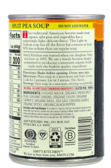 Best online shopping sites in usa - Amy's, Organic Soups, Split Pea, Light in Sodium, 14.1 oz (400 g) - Image 3