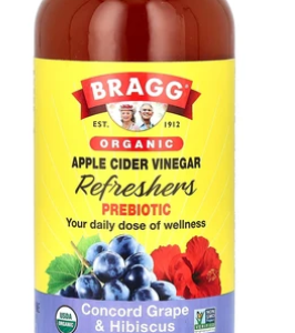 Bragg, Organic Apple Cider Vinegar Refreshers, Prebiotic, Concord Grape & Hibiscus, 16 fl oz (473 ml)