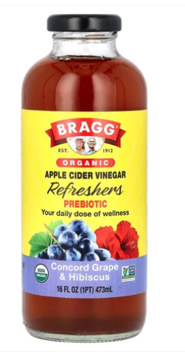 Best online shopping sites in usa - Bragg, Organic Apple Cider Vinegar Refreshers, Prebiotic, Concord Grape & Hibiscus, 16 fl oz (473 ml)