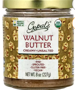 Gopal's, Organic Walnut Butter, Creamy, Unsalted, 8 oz (227 g)